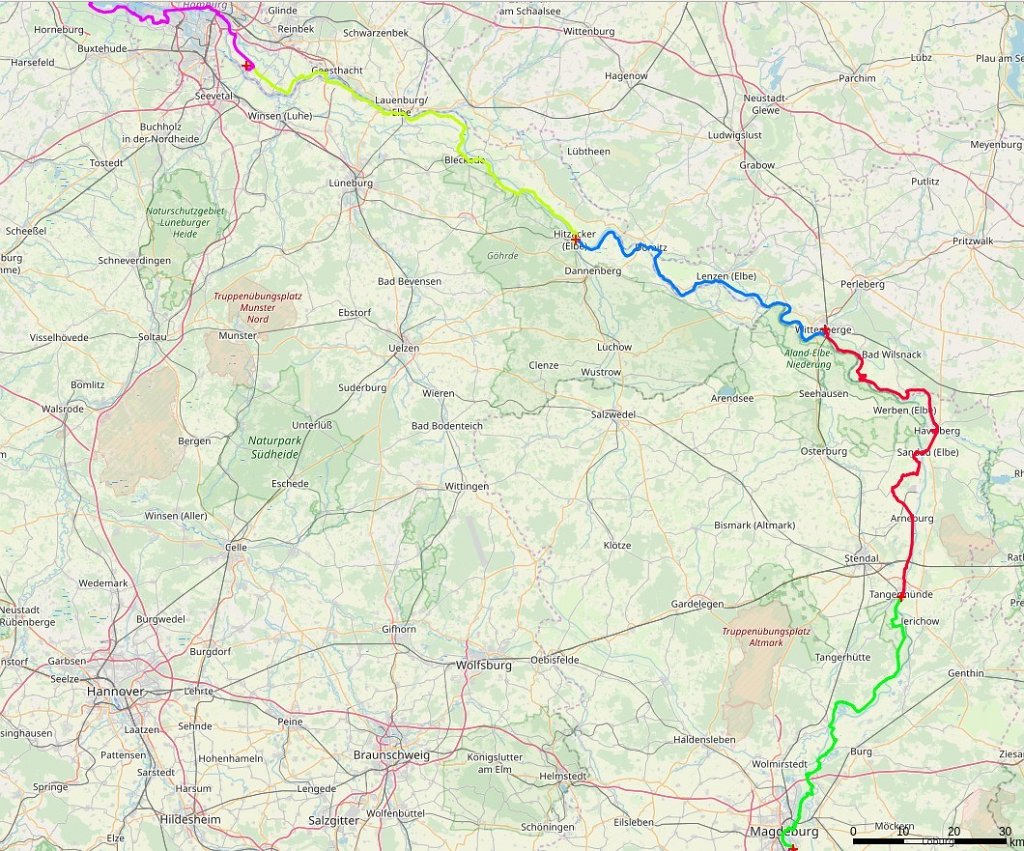 00-Deel3-Duitsland.jpg - De route en onze dagetappes van Maagdenburg tot Hamburg.