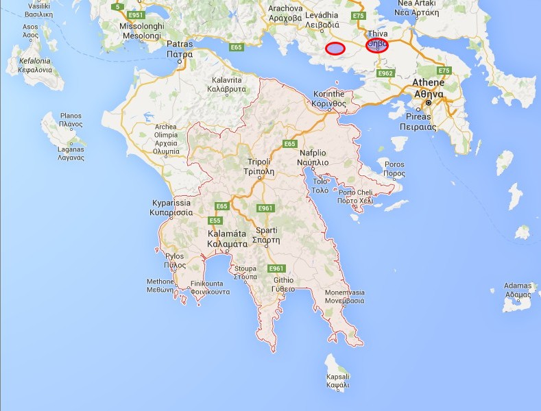 Kaart-10-naar-Thiva.jpg - We blijven tot in de middag in Delphi. Dan rijden we via het klooster van Osios Loukas naar Thebe.