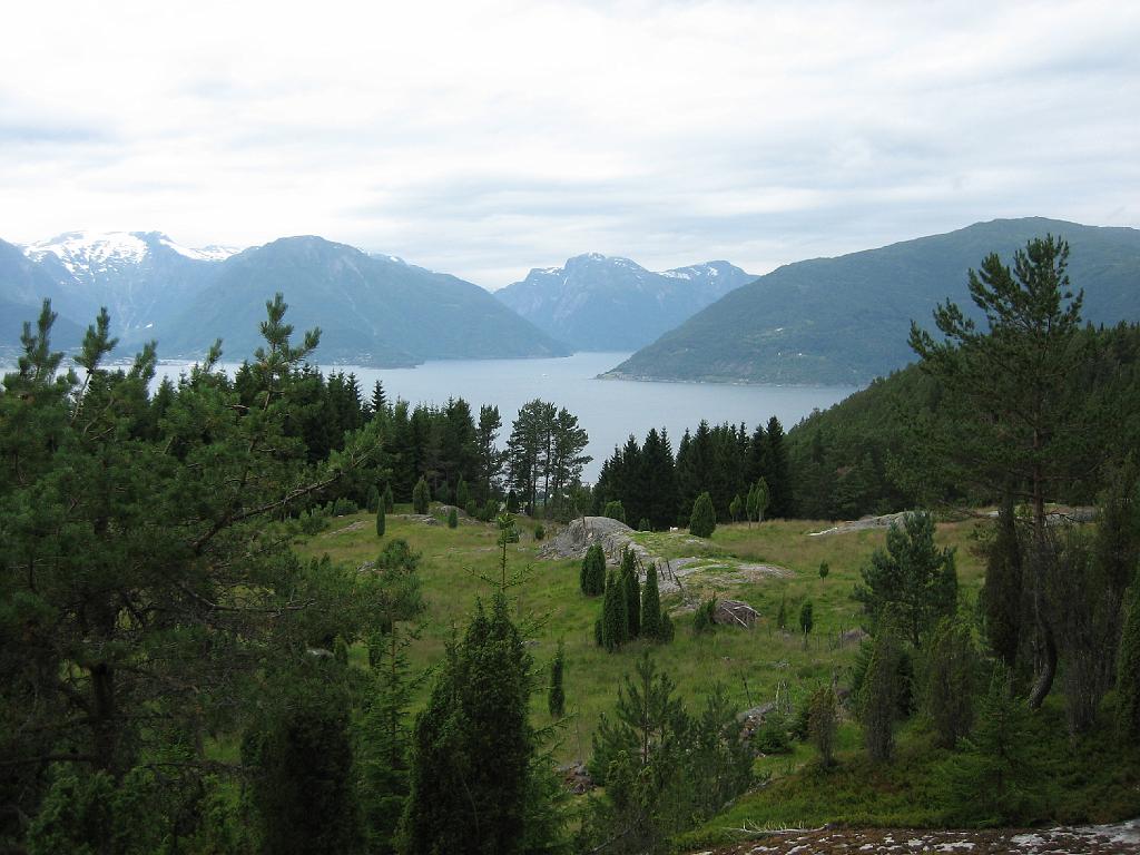 5880_Vangsnes.jpg - Even voorbij Vik gestopt, in Vangsnes. Natuurlijk weer omhoog geklommen. Uitzicht over de Sognefjord.